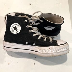 Platform black hi top converse
